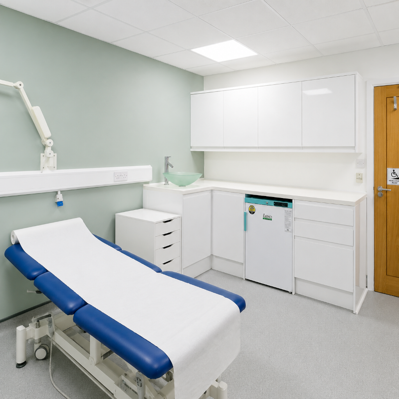Clinic Room One Bed And Cabinets