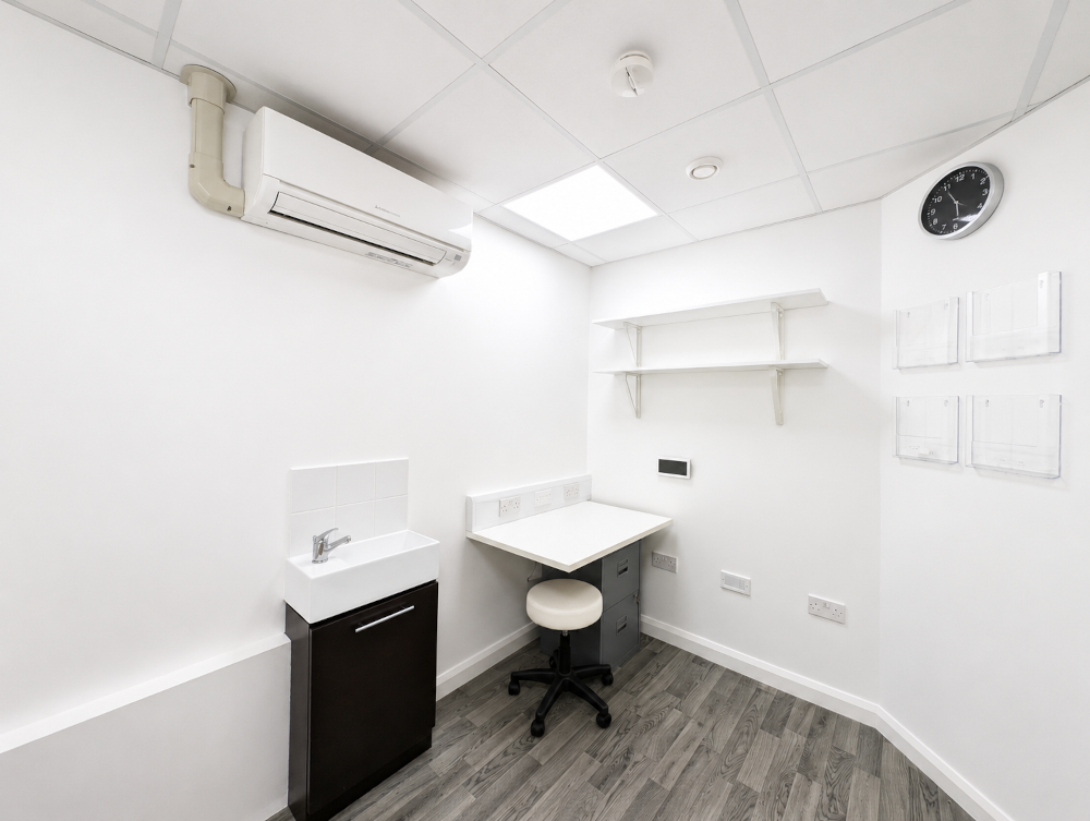 Clinic Room Four Desk and Sink - Thornton Cleveleys