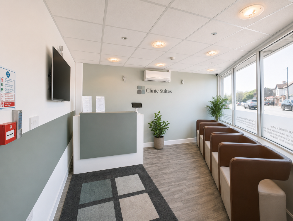 Clinic Suites Reception Area and Check-In Kiosk